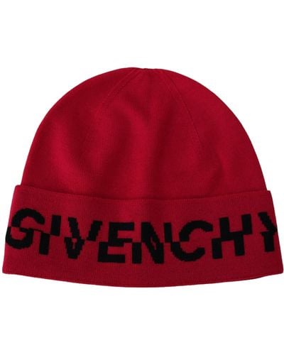 Givenchy Red Pink Wool Beanie Unisex Beanie Hat