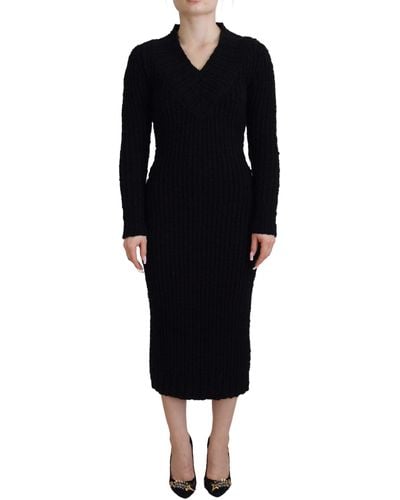 Dolce & Gabbana Elegant Wool Blend Jumper Dress - Black