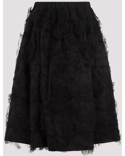 Comme des Garçons Black Nylon Midi Textured Skirt
