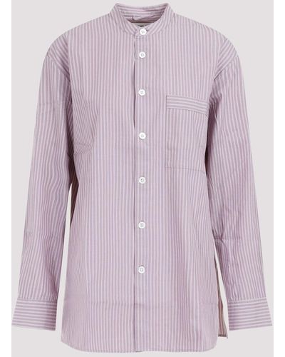BIRKENSTOCK 1774 X TEKLA Mauve Stripes Organic Cotton Sleeping Shirt - Purple