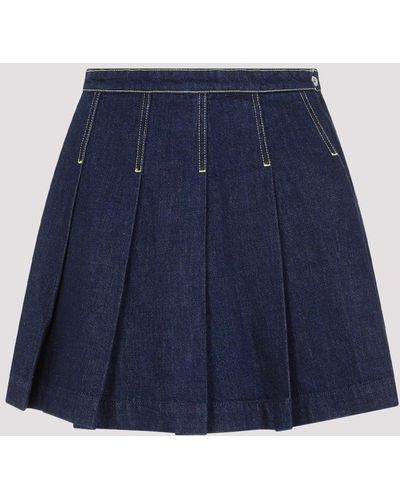 KENZO Rinse Blue Cotton Mini Skirt