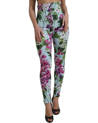 Dolce & Gabbana Multicolour Floral High Waist Leggings Trousers