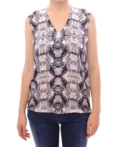 Arzu Kaprol Silk Sleeveless Top Shirt Blouse - Multicolour