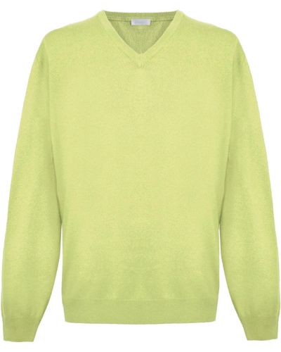 Malo Yellow V-neck Cashmere Sweatshirt
