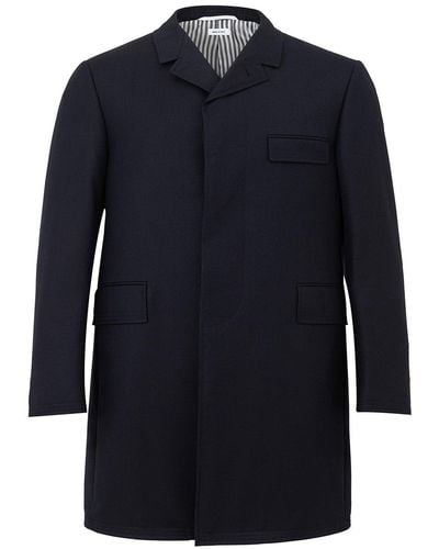 Thom Browne Chesterfield Overcoat Blue