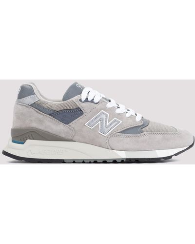 New Balance Grey Suede Leather 998 Trainers Made In Usa - White