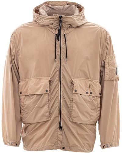 C.P. Company Hazelnut Technical Fabric Hodded Jacket - Natural