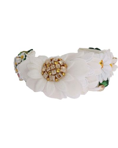 Dolce & Gabbana Yellow White Sunflower Crystal Floral Headband - Multicolor