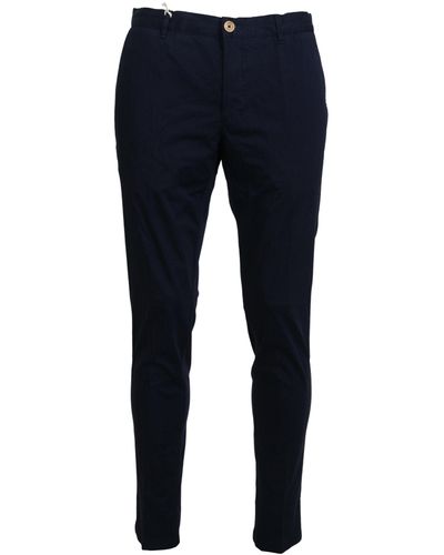 Domenico Tagliente Elegant Dark Slim Chino Trousers - Blue