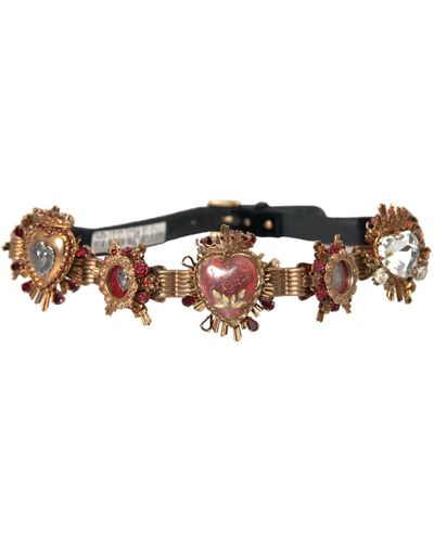 Dolce & Gabbana Brass Sacred Heart Waist Belt - Brown
