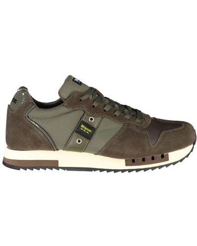 Blauer Refined Lace-Up Trainers With Contrast Details - Green