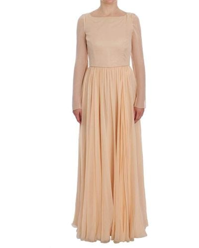 Dolce & Gabbana Silk Ball Gown Full Length Dress - Natural