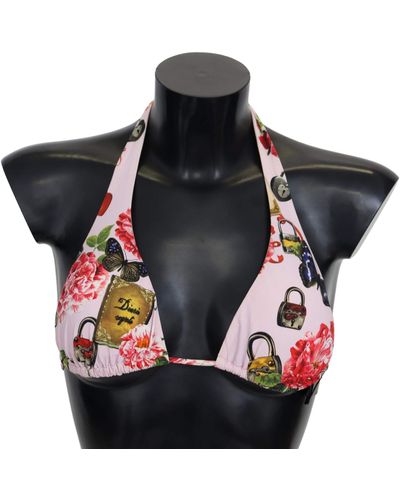 Dolce & Gabbana Colour Floral Butterfly Padlock Bikini Tops - Multicolour
