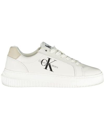 Calvin Klein Chic Lace-Up Trainers With Contrast Details - White