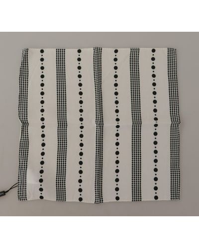 Dolce & Gabbana Dotted Stripes Square Handkerchief Viscose Scarf - Grey