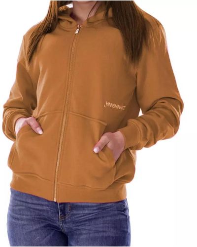 hinnominate Cotton Sweatshirt With Hood Pockets And Logo Print - Brown