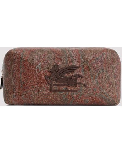 Etro Brown M Paisley Fabric Pouch