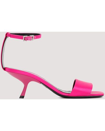 Sergio Rossi Magenta Satin Sandals - Pink