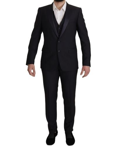 Dolce & Gabbana Virgin Wool Formal 3 Piece Suit - Black
