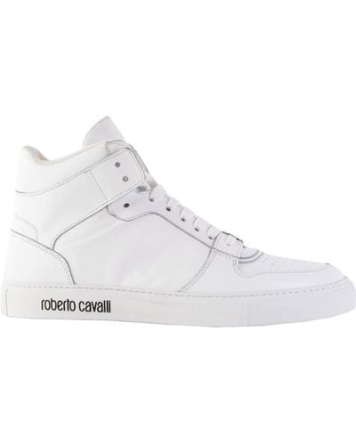 Roberto Cavalli Suede High-Top Sneakers - White