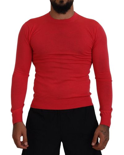 DSquared² Red Wool Long Sleeves Crewneck Pullover Jumper