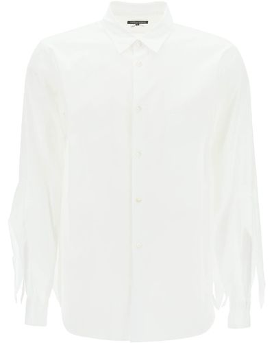Comme des Garçons Comme Des Garcons Plus Spiked Frayed-sleeved Shirt - White