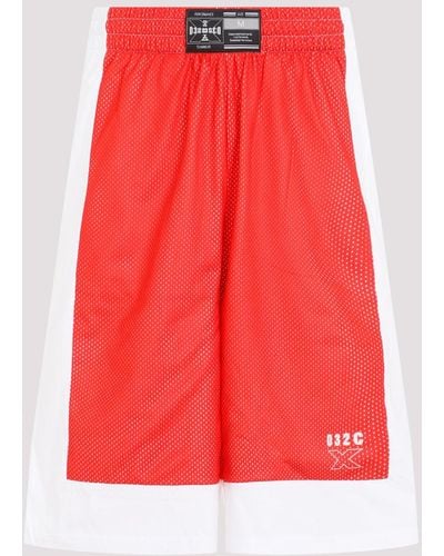 032c Red Lax Layered Polyester Shorts