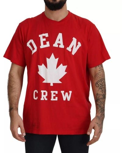 DSquared² Red Printed Cotton Short Sleeves Crewneck T