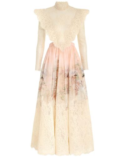 Zimmermann Lyrical Maxi Dress With Corded Lace - Natural