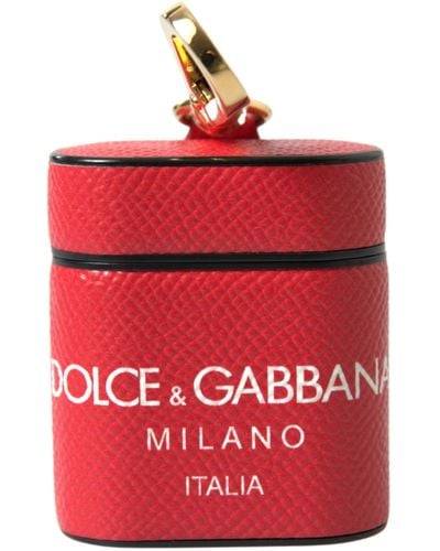 Dolce & Gabbana Elegant Calf Leather Airpods Case - Red