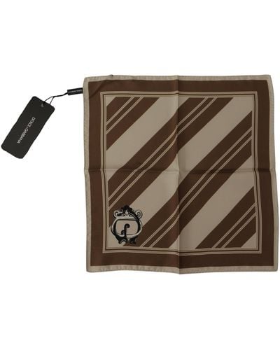 Dolce & Gabbana Brown Stripes Dg Logo Square Mens Handkerchief Scarf - Black