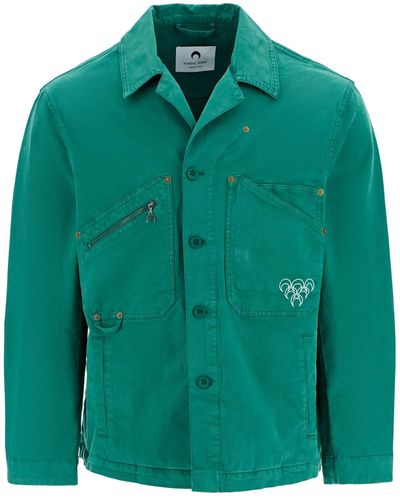 Marine Serre Workwear Overshirt - Green