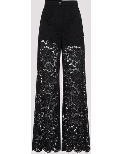 Dolce & Gabbana Black Cotton Lace Trousers