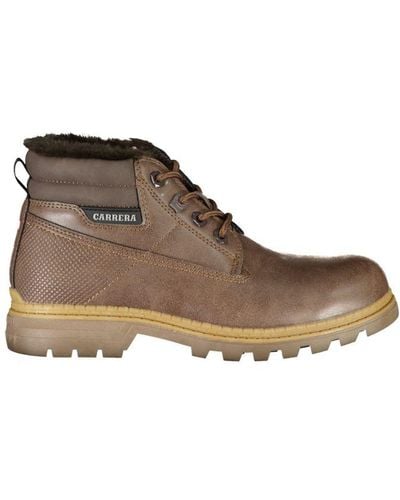 Carrera Chic Lace-Up Boots With Contrast Details - Brown
