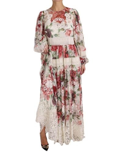 Dolce & Gabbana Floral Silk Maxi A-line Shift Dress - Multicolour