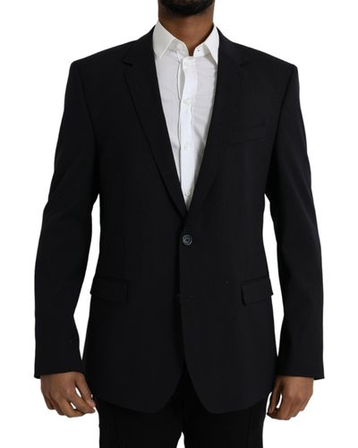Dolce & Gabbana Martini Single Breasted Coat Blazer - Black