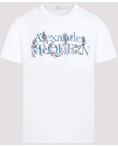 Alexander McQueen Skeleton Logo Printed T - White
