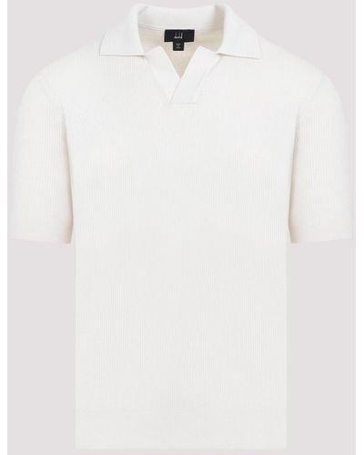 Dunhill Off White Ribbed Mulberry Silk Polo