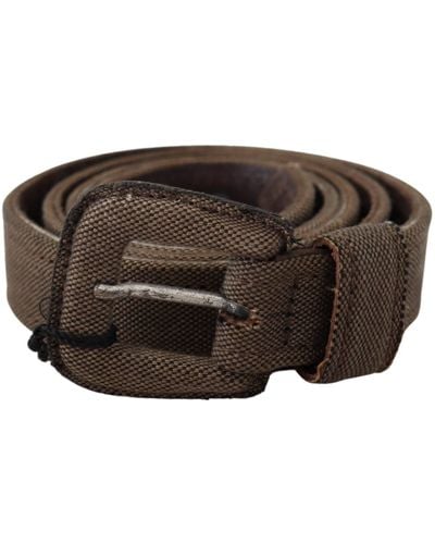 CoSTUME NATIONAL Brown Leather Logo Buckle Waist Belt