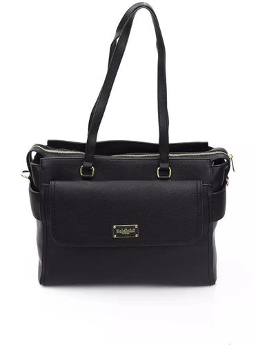 Baldinini Elegant Shoulder Bag With Golden Accents - Black