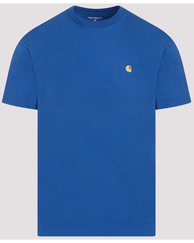 Carhartt Blue And Gold S/s Chase Cotton T