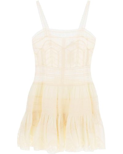 Zimmermann Halliday Mini Dress With Lace Detail - Natural