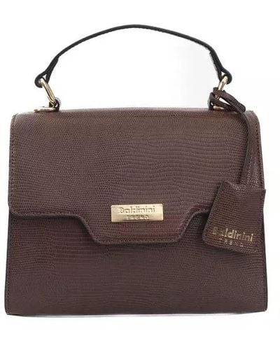 Baldinini Flap Closure Shoulder Bag With Internal Compartments And Golden Details - Brown