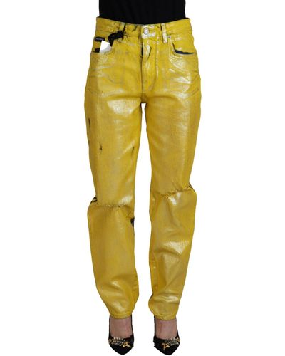 Dolce & Gabbana Chic High Waist Straight Jean - Yellow