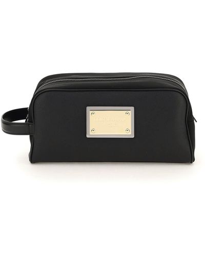 Dolce & Gabbana Leather And Nylon Wash Bag - Black