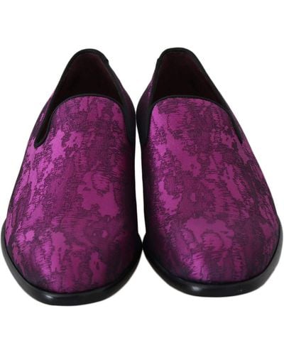 Dolce & Gabbana Purple Jacquard Loafers Dress Formal Shoes