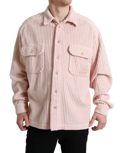 Dolce & Gabbana Pink Cotton Collared Button Shirt Jumper