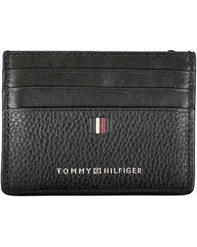 Tommy Hilfiger Sleek Leather Card Holder With Contrast Detail - Black