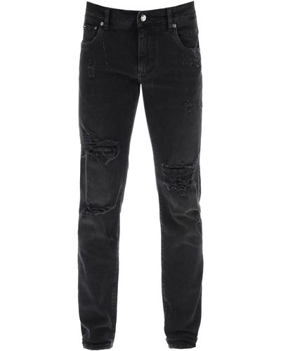 Dolce & Gabbana Ripped Skinny Jeans - Black