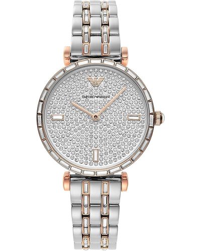 Emporio Armani Elegant Two-Tone Crystal Pave Watch - Gray